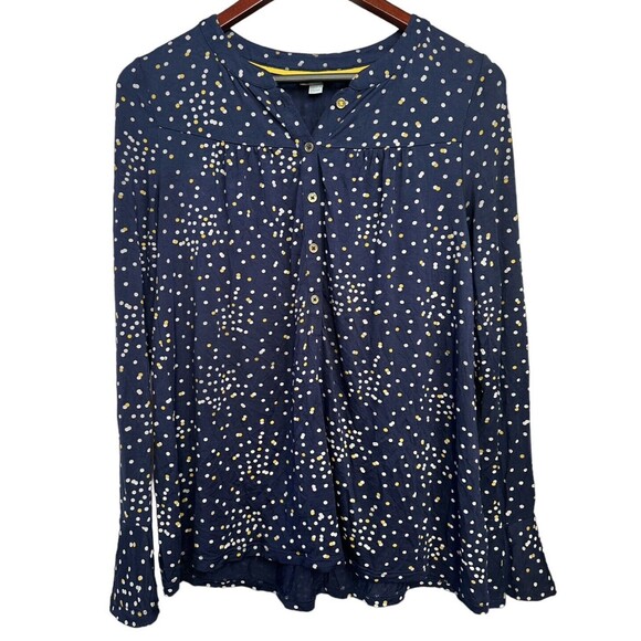 Boden Sinead Dotted V-Neck Sleeveless Peplum Top Navy Yellow Polka Dot Size US 4 - Picture 1 of 6